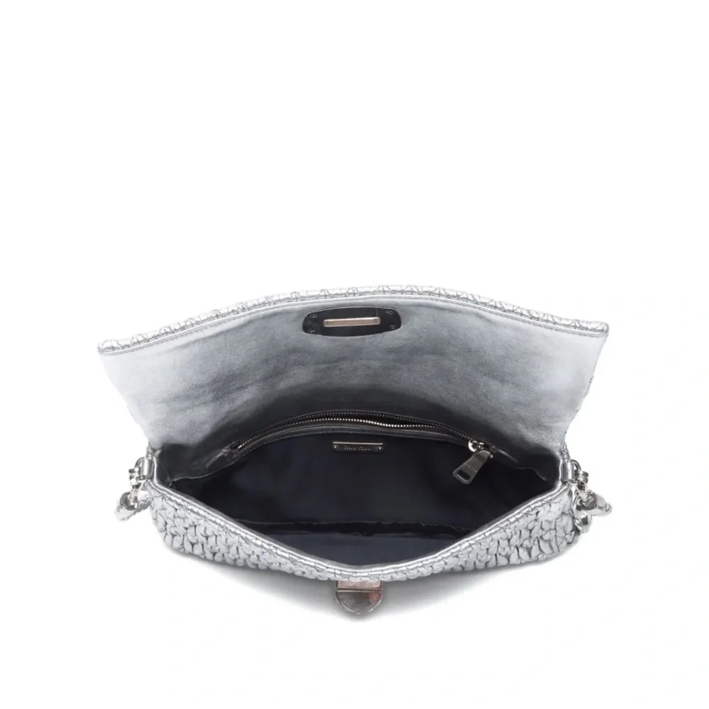 Miu Miu Silver Quilted matelasse crystal shoulder bag - Picture 7 of 7